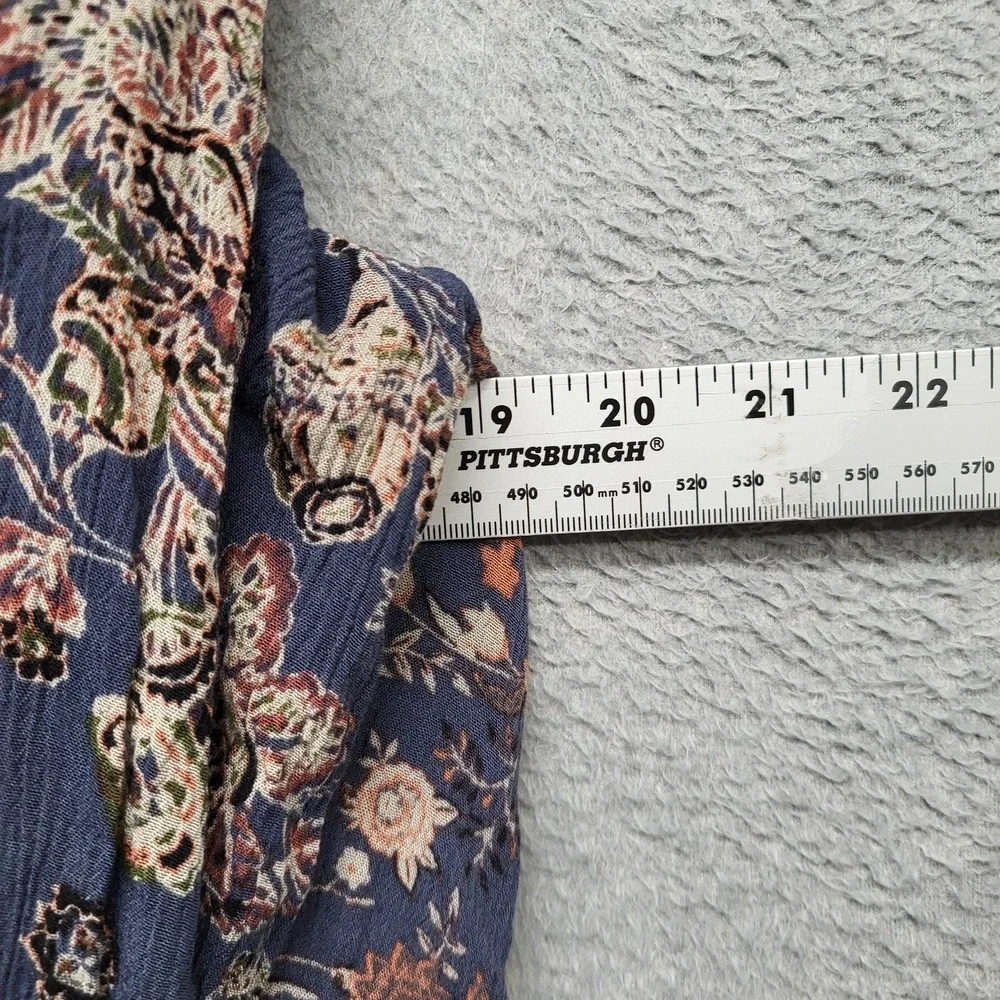 Free People Women Dress L Navy Floral Lucky Loosie Swing Boho‎ Scoop Neck